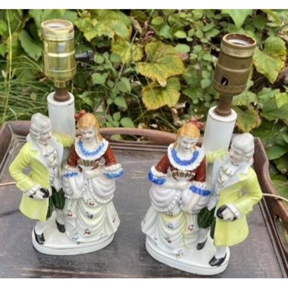 Colonial COUPLE LAMPSPorcelain Sandrea.Andrea by Sadek Leviton Light Hardware